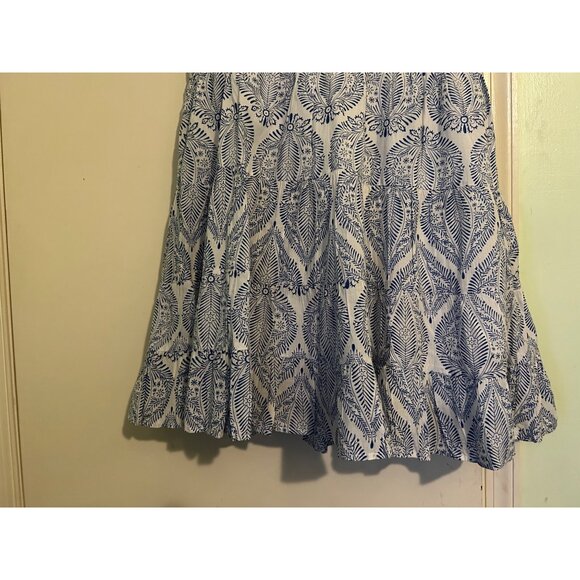 THML Dress Womens XS Blue White Embroidered Floral Ruffle Sleeve Boho Cottagecor - Picture 10 of 13